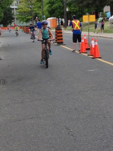 Riding the 5km bike route. 